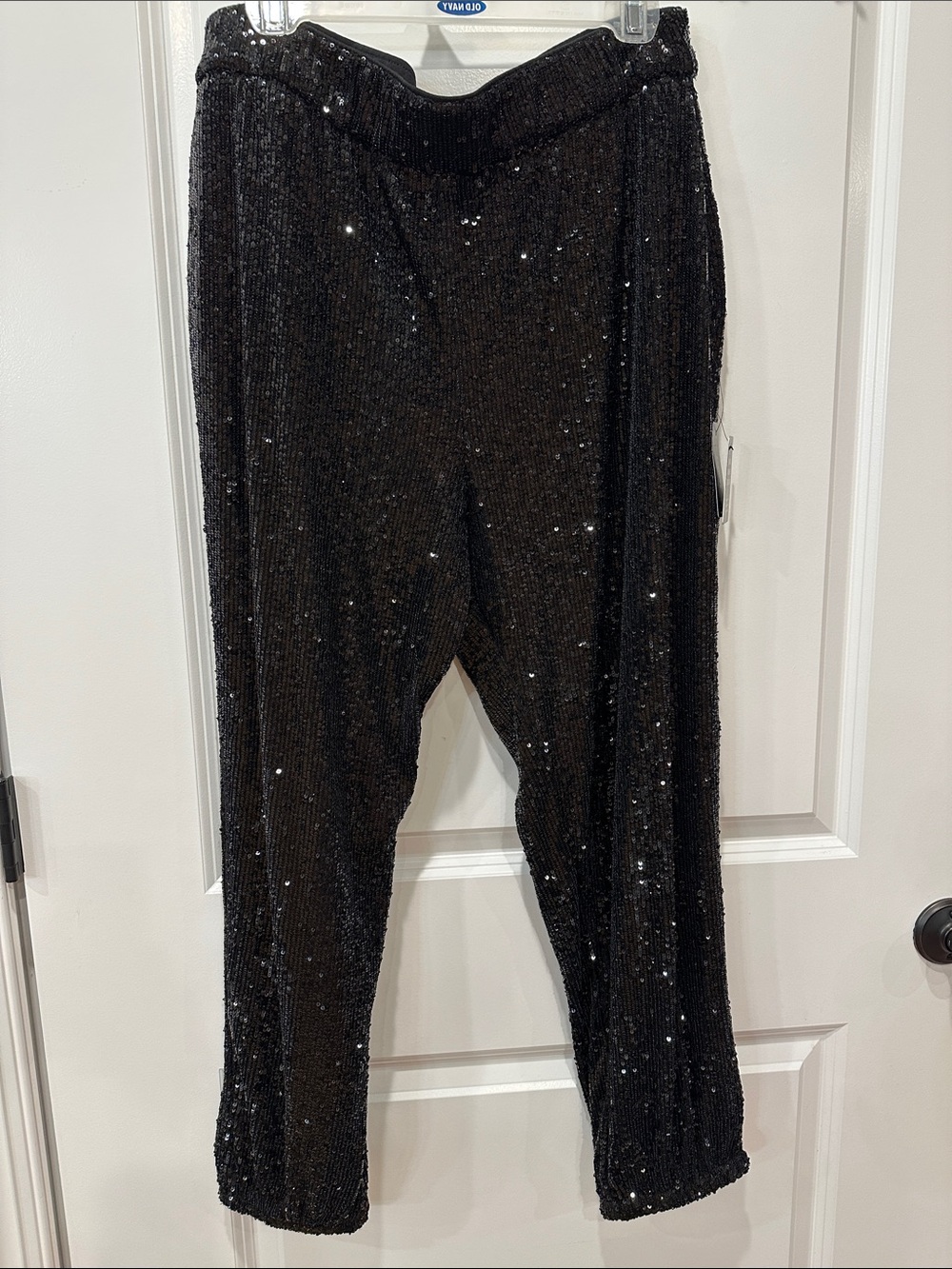 Express Black Harem Sequin Pull-On Pants